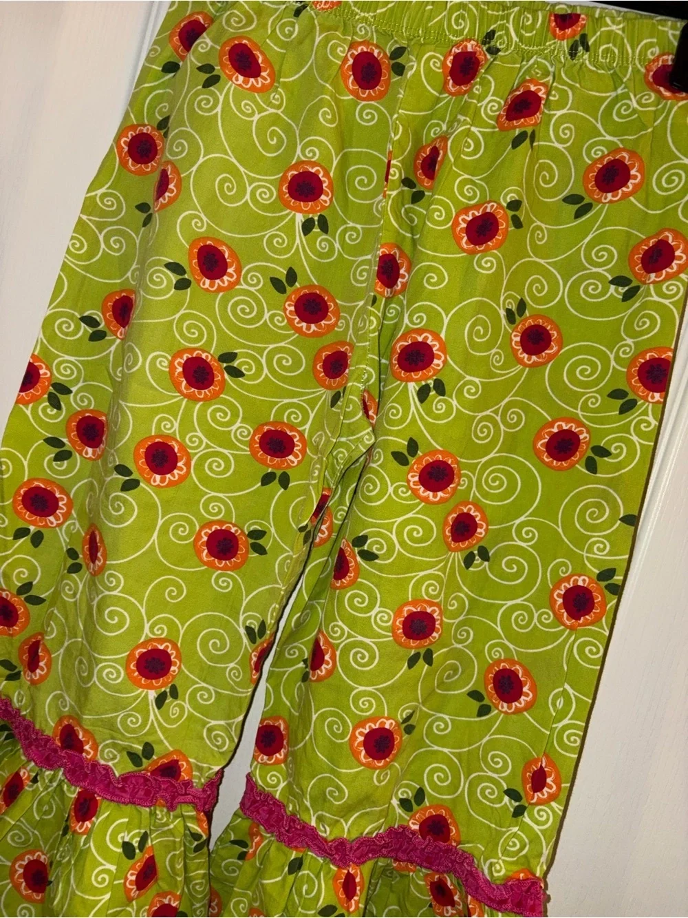Jelly The Pug Orange & Green Floral Girls Matching Set